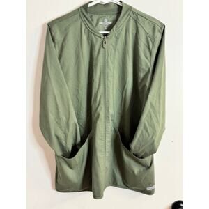 Med Couture 7663 Zip Front Warm Up-Women's Size L, Olive Green
